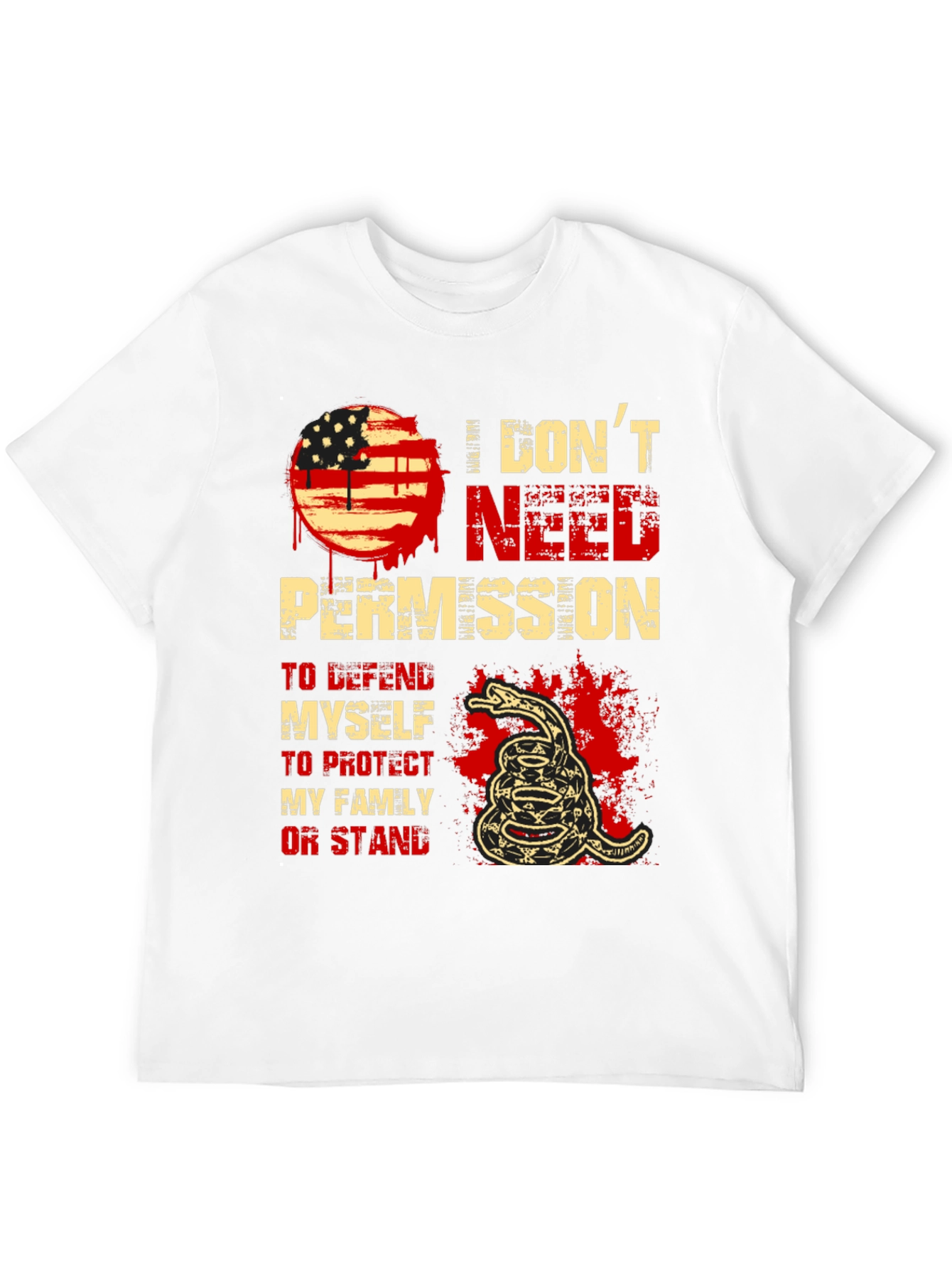 I Dont Need Permission T-Shirt - Patriotic Snake Design