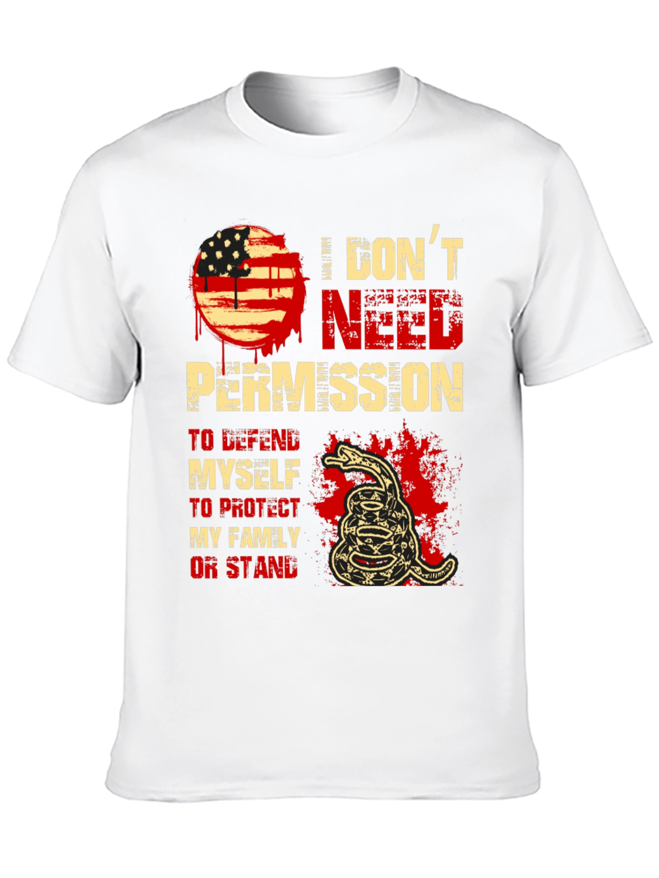 I Dont Need Permission T-Shirt - Patriotic Snake Design