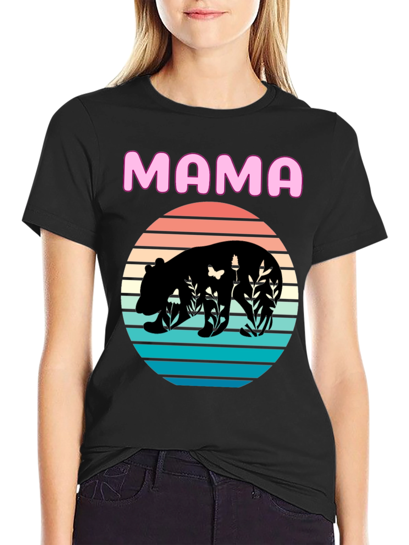 Mama Bear Graphic Tee - Nature Silhouette