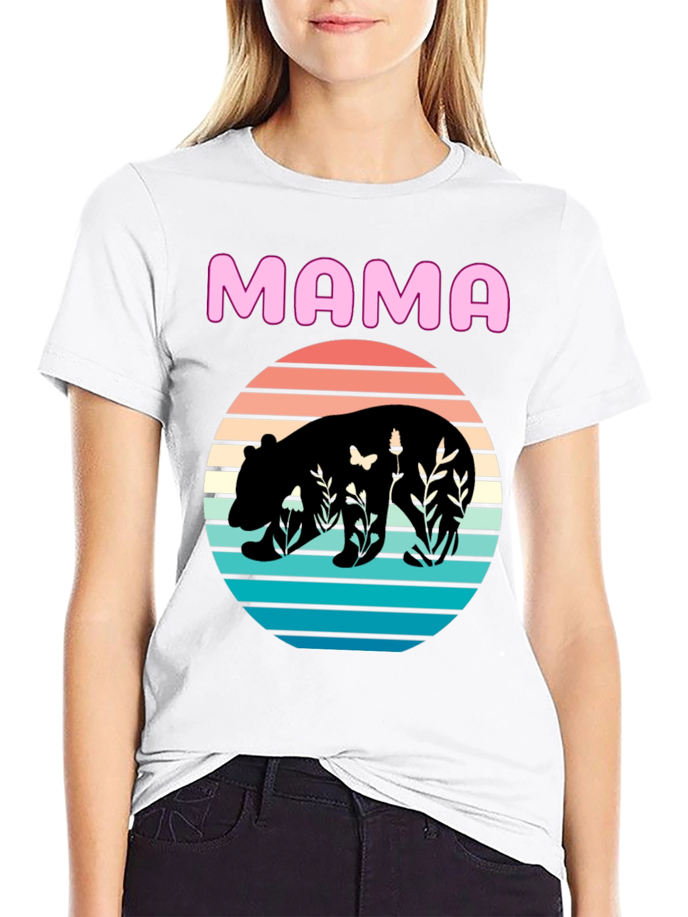 Mama Bear Graphic Tee - Nature Silhouette