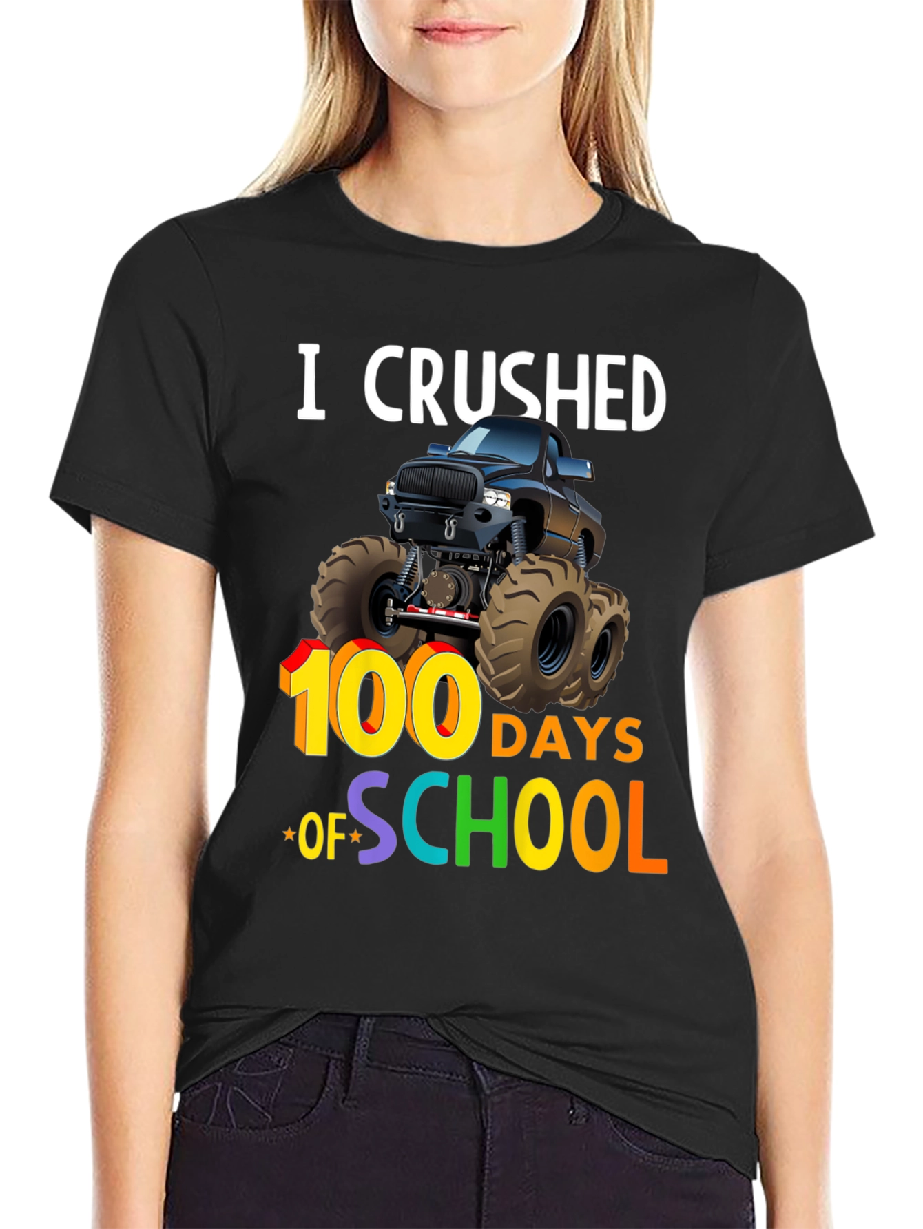 I Crushed 100 Days of School Monster Truck T-Shirt