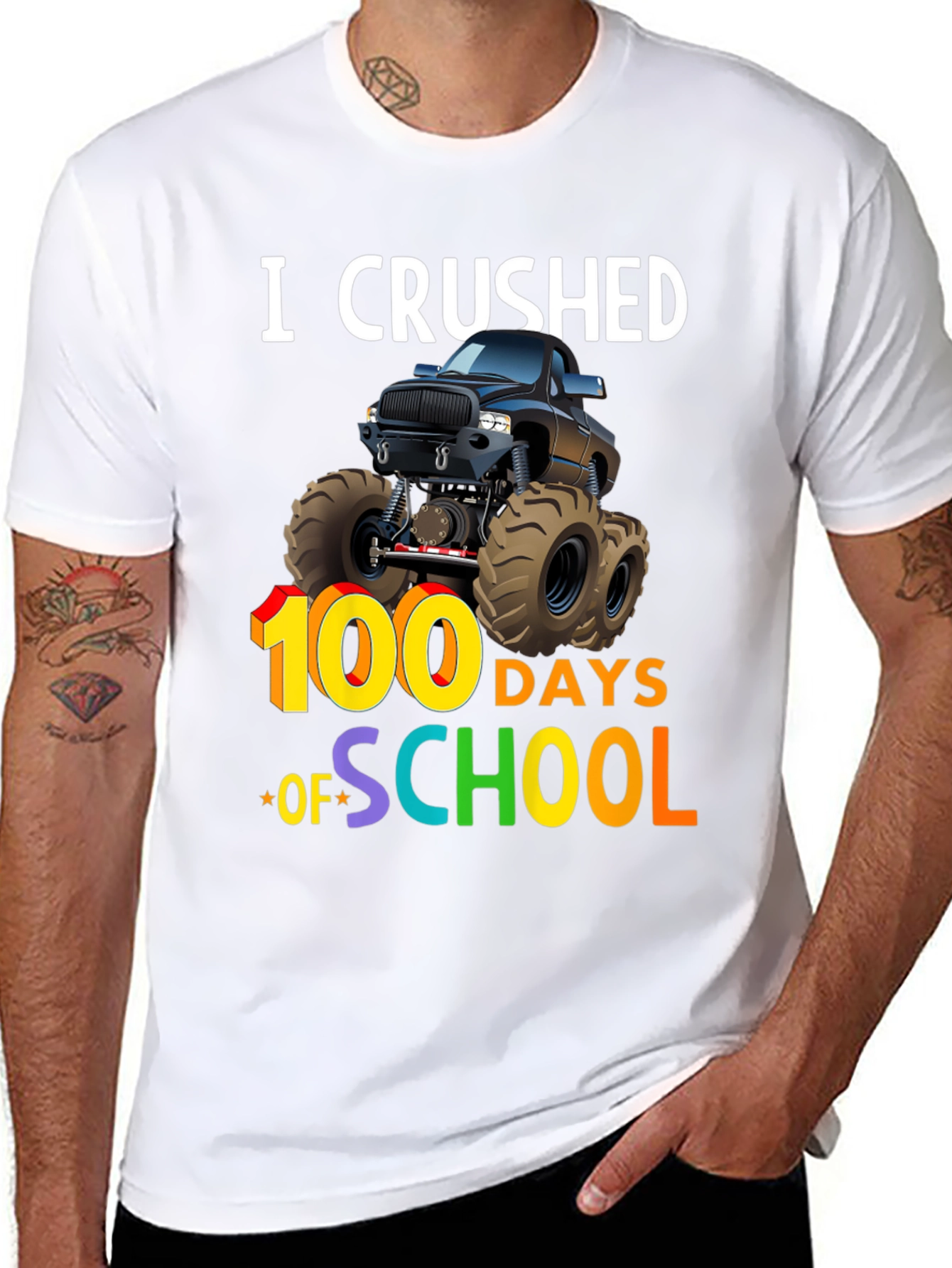 I Crushed 100 Days of School Monster Truck T-Shirt