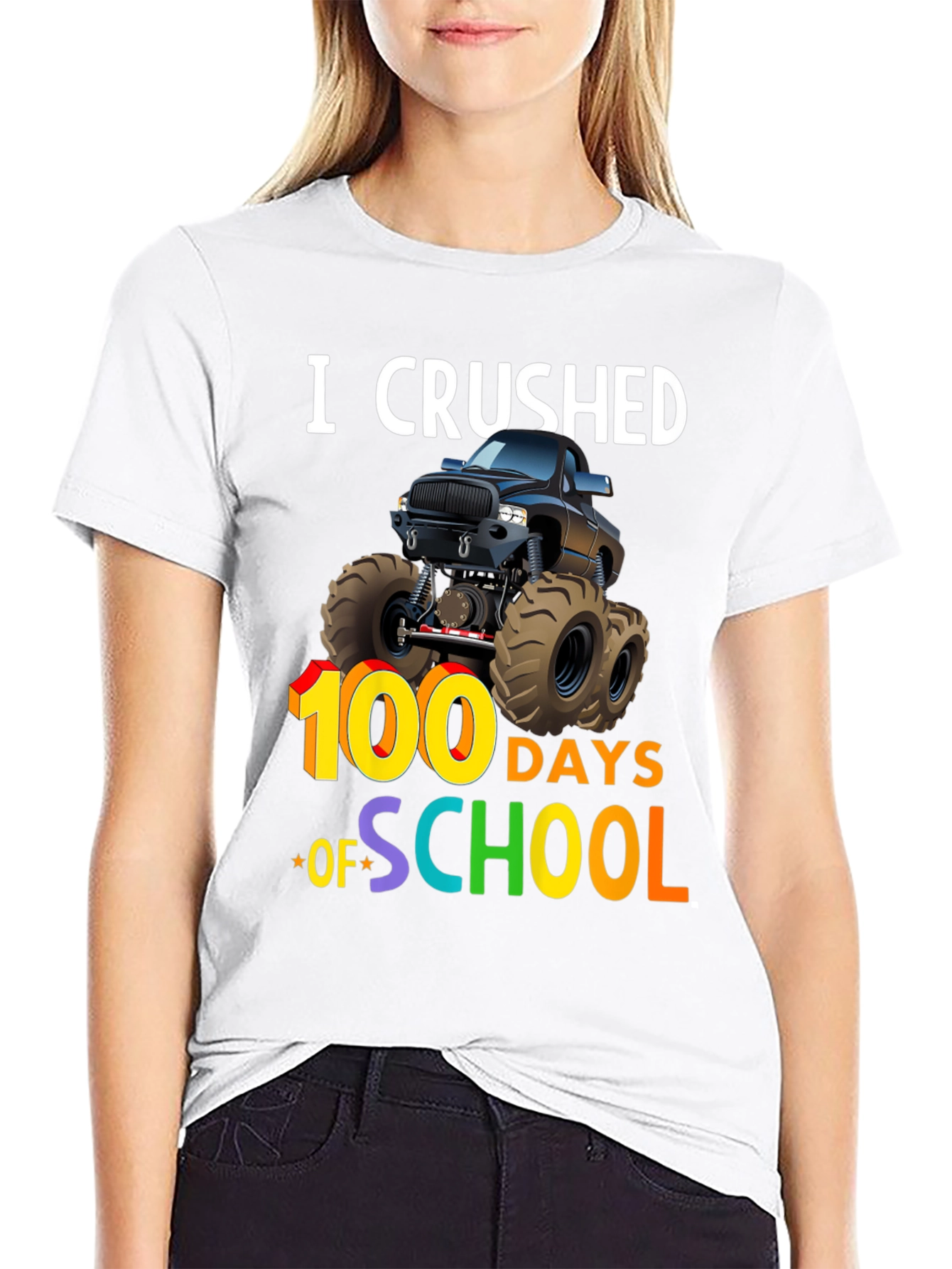 I Crushed 100 Days of School Monster Truck T-Shirt