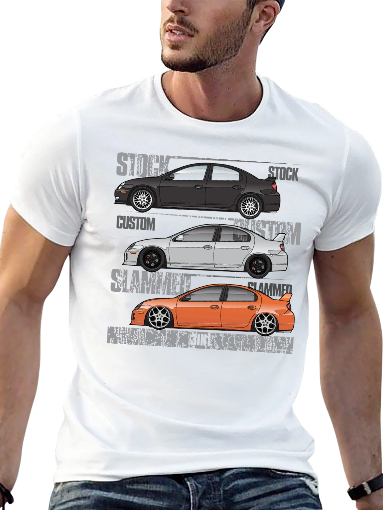 Car Enthusiast T-Shirt: Stock Custom Slammed