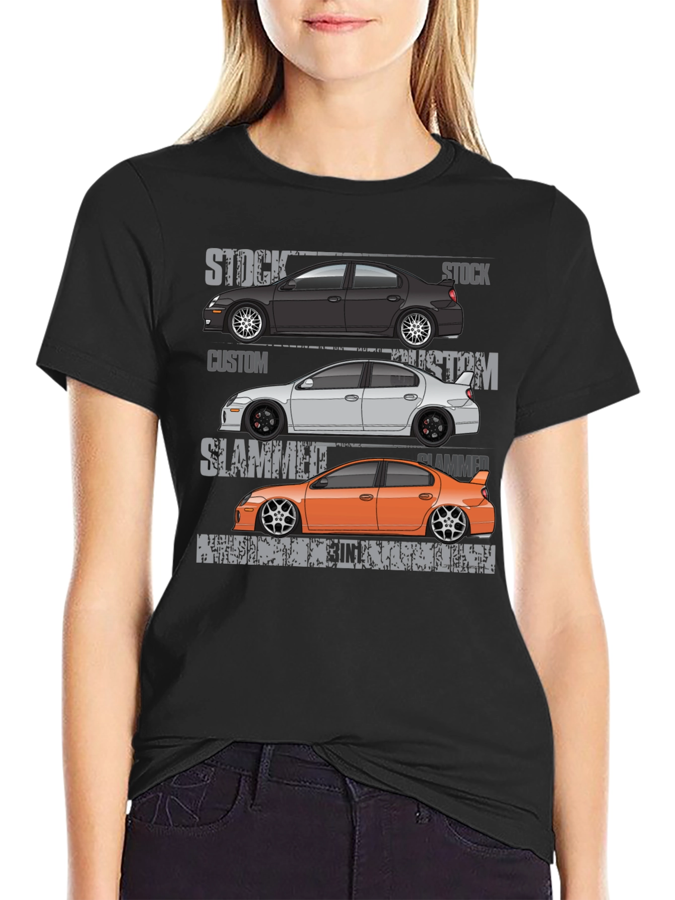 Car Enthusiast T-Shirt: Stock Custom Slammed