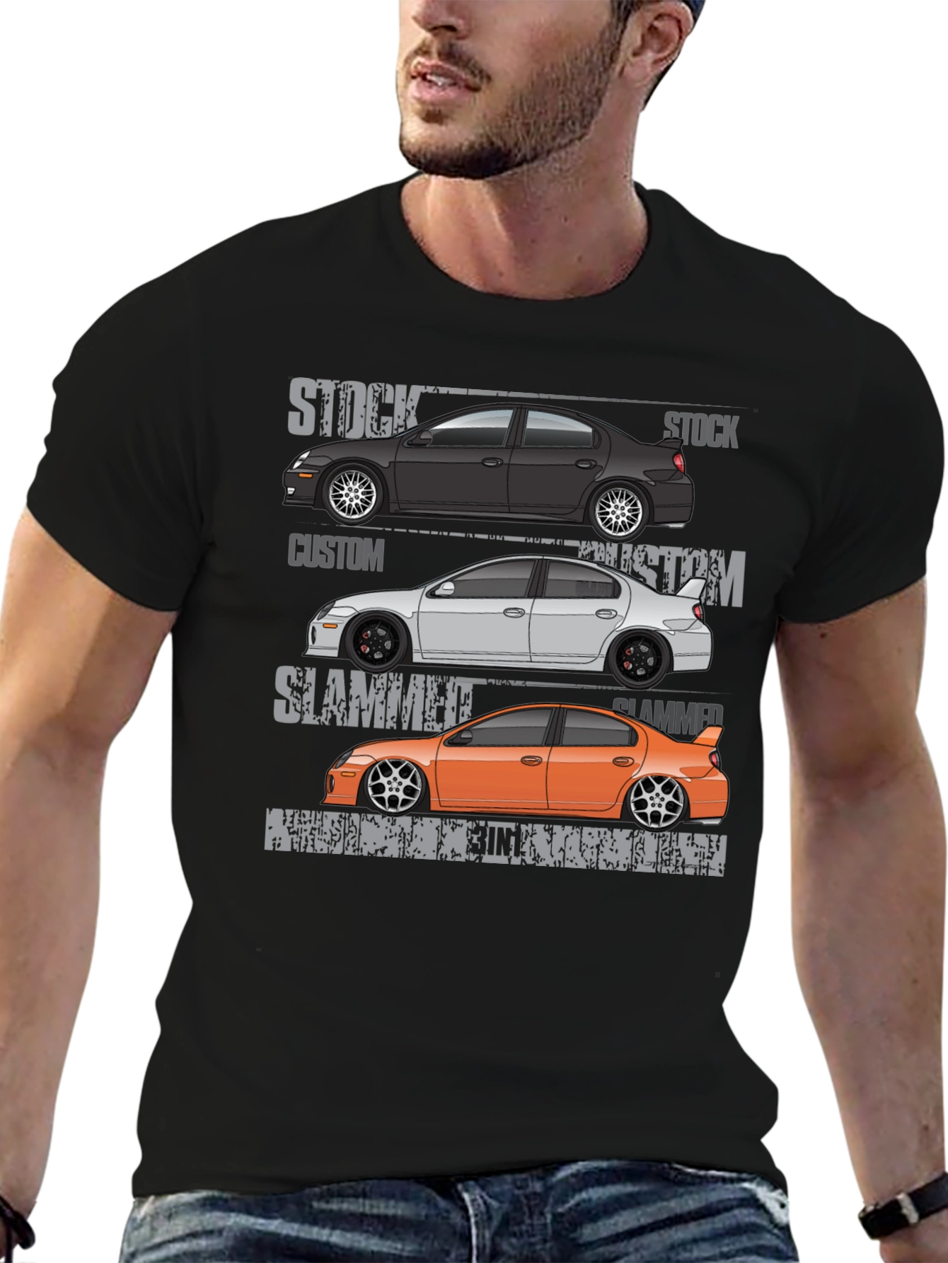 Car Enthusiast T-Shirt: Stock Custom Slammed