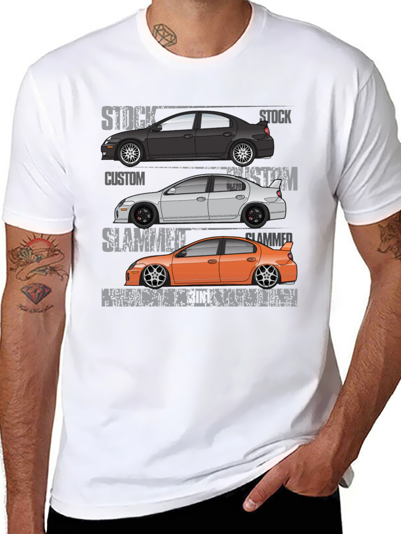 Car Enthusiast T-Shirt: Stock Custom Slammed
