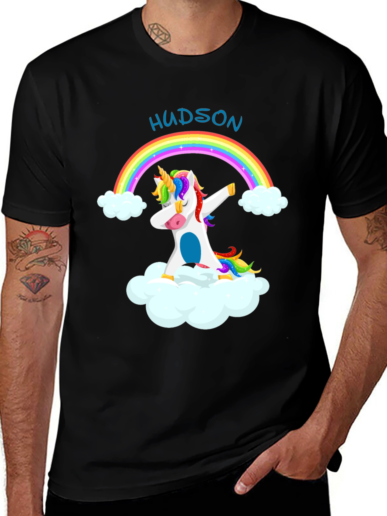 Custom Hudson Unicorn Rainbow T-Shirt