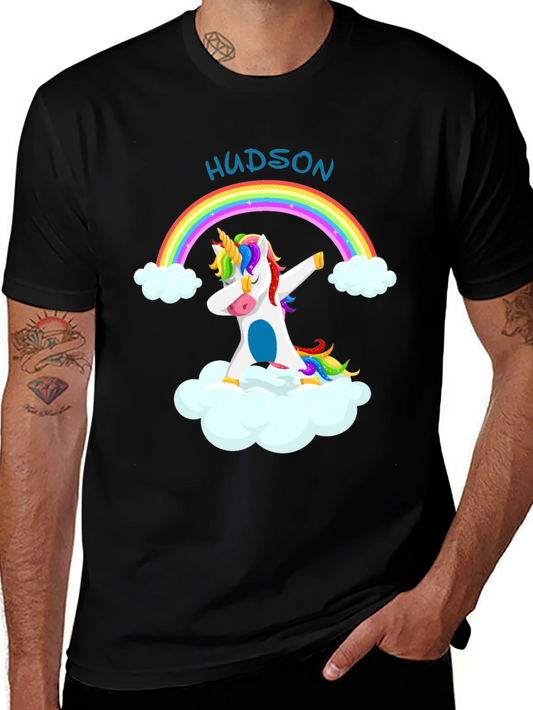 Custom Hudson Unicorn Rainbow T-Shirt