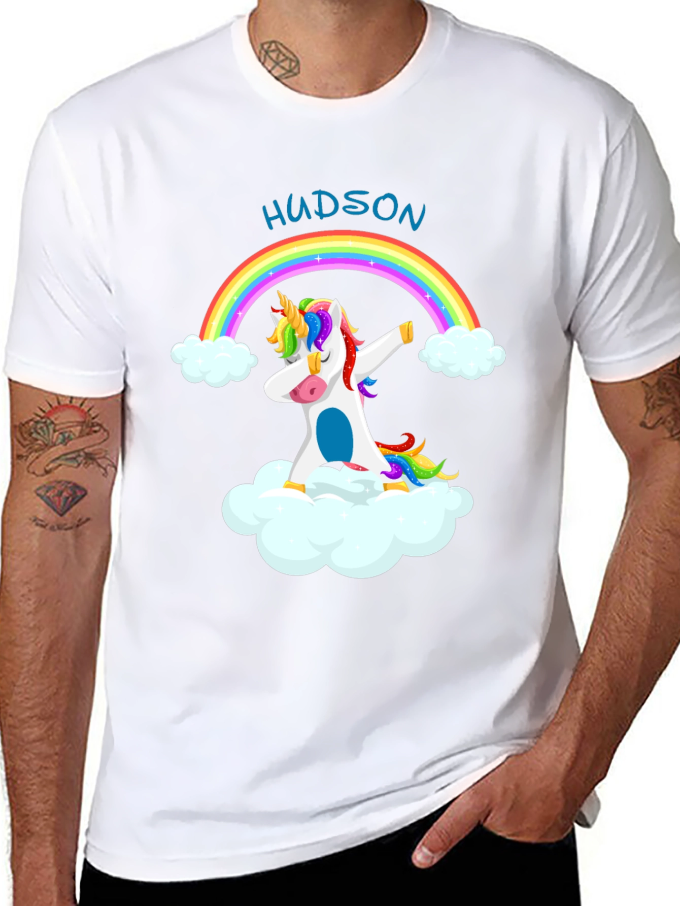 Custom Hudson Unicorn Rainbow T-Shirt