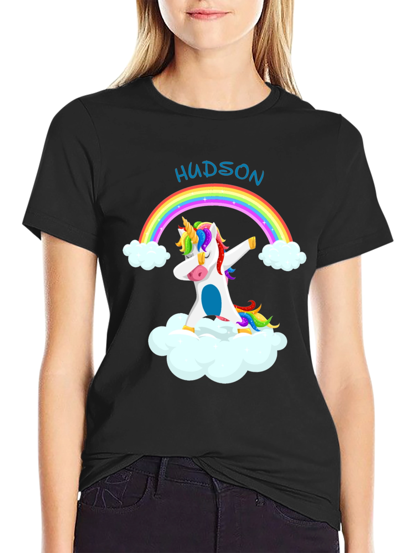 Custom Hudson Unicorn Rainbow T-Shirt