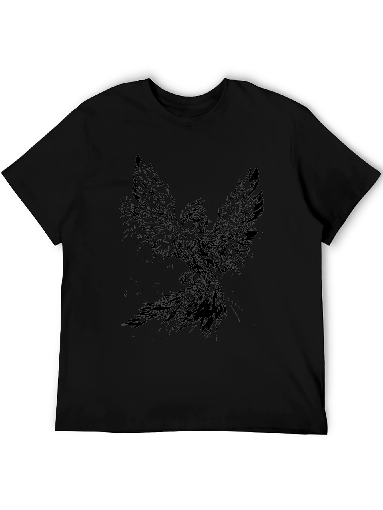 Phoenix Graphic Print T-Shirt - Black Cotton Tee