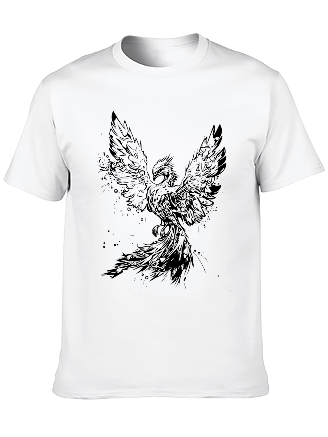 Phoenix Graphic Print T-Shirt - Black Cotton Tee
