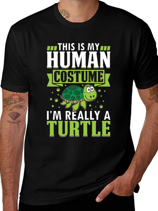 Human Costume Funny Turtle Graphic T-Shirt