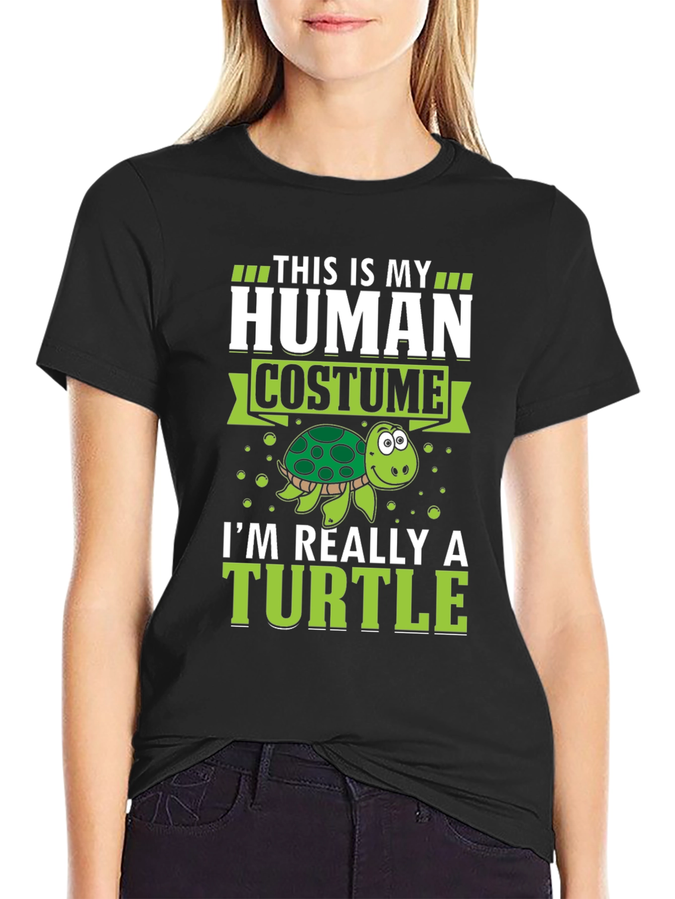 Human Costume Funny Turtle Graphic T-Shirt