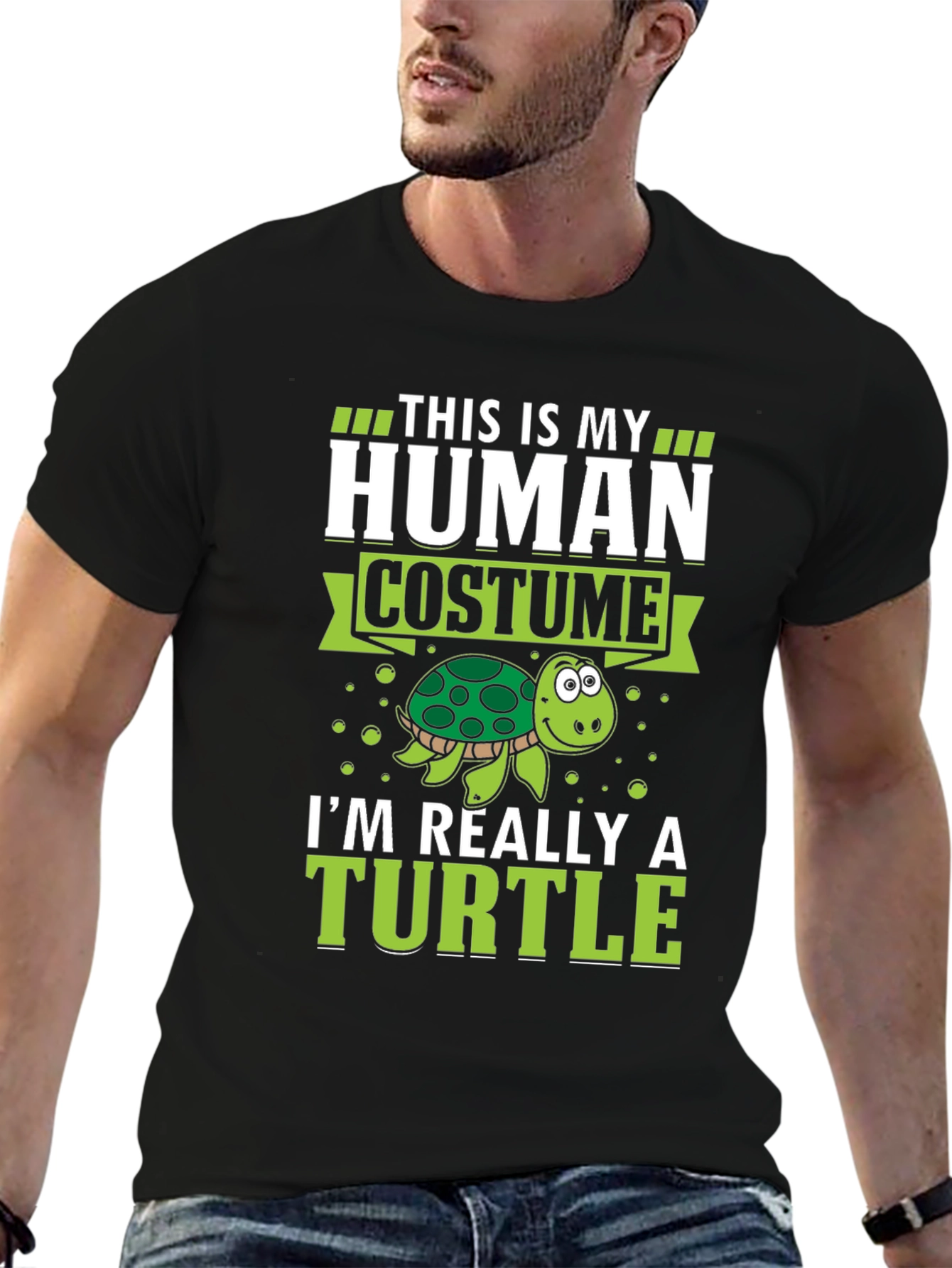Human Costume Funny Turtle Graphic T-Shirt