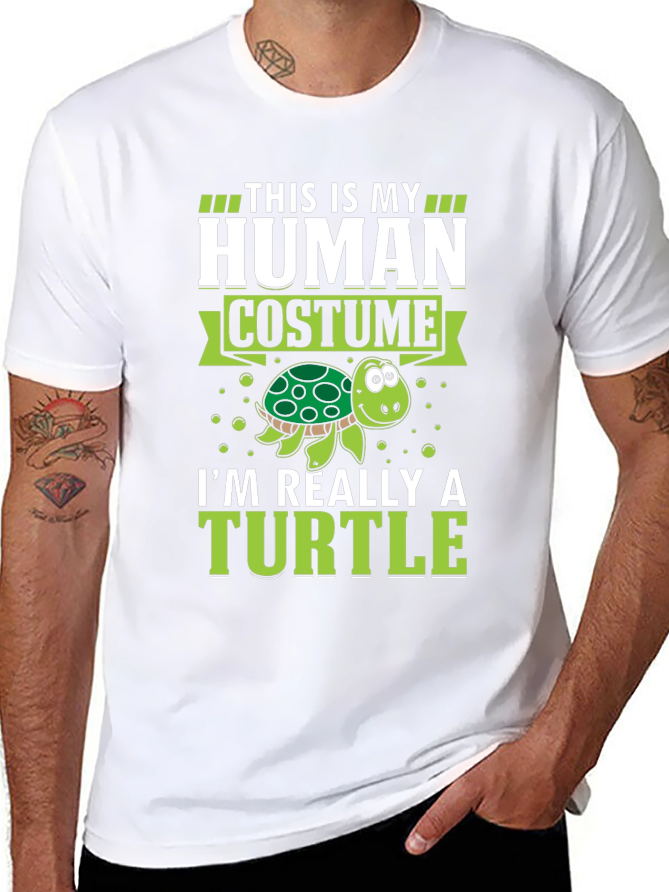 Human Costume Funny Turtle Graphic T-Shirt