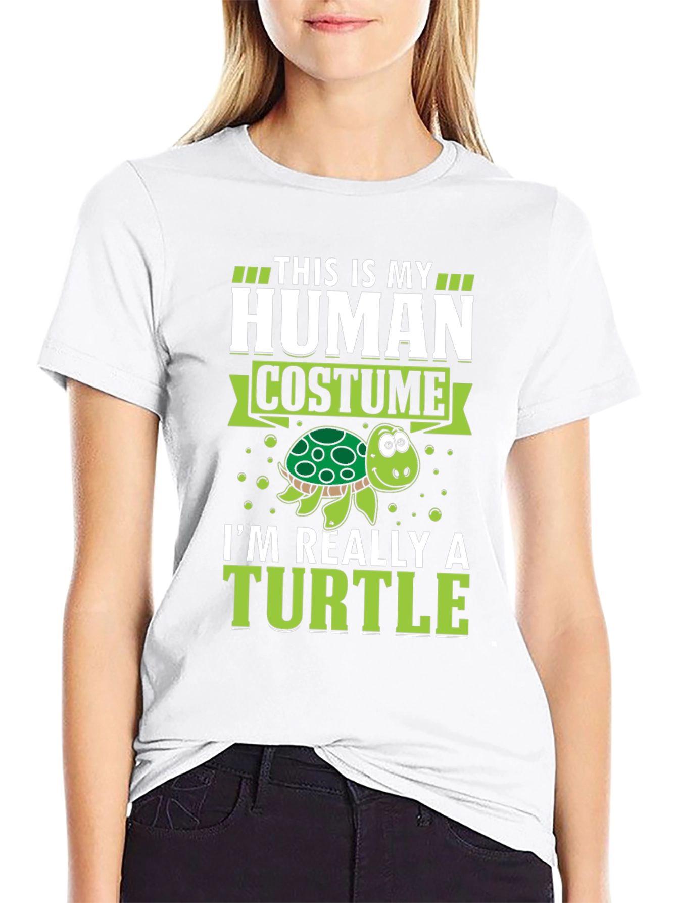 Human Costume Funny Turtle Graphic T-Shirt