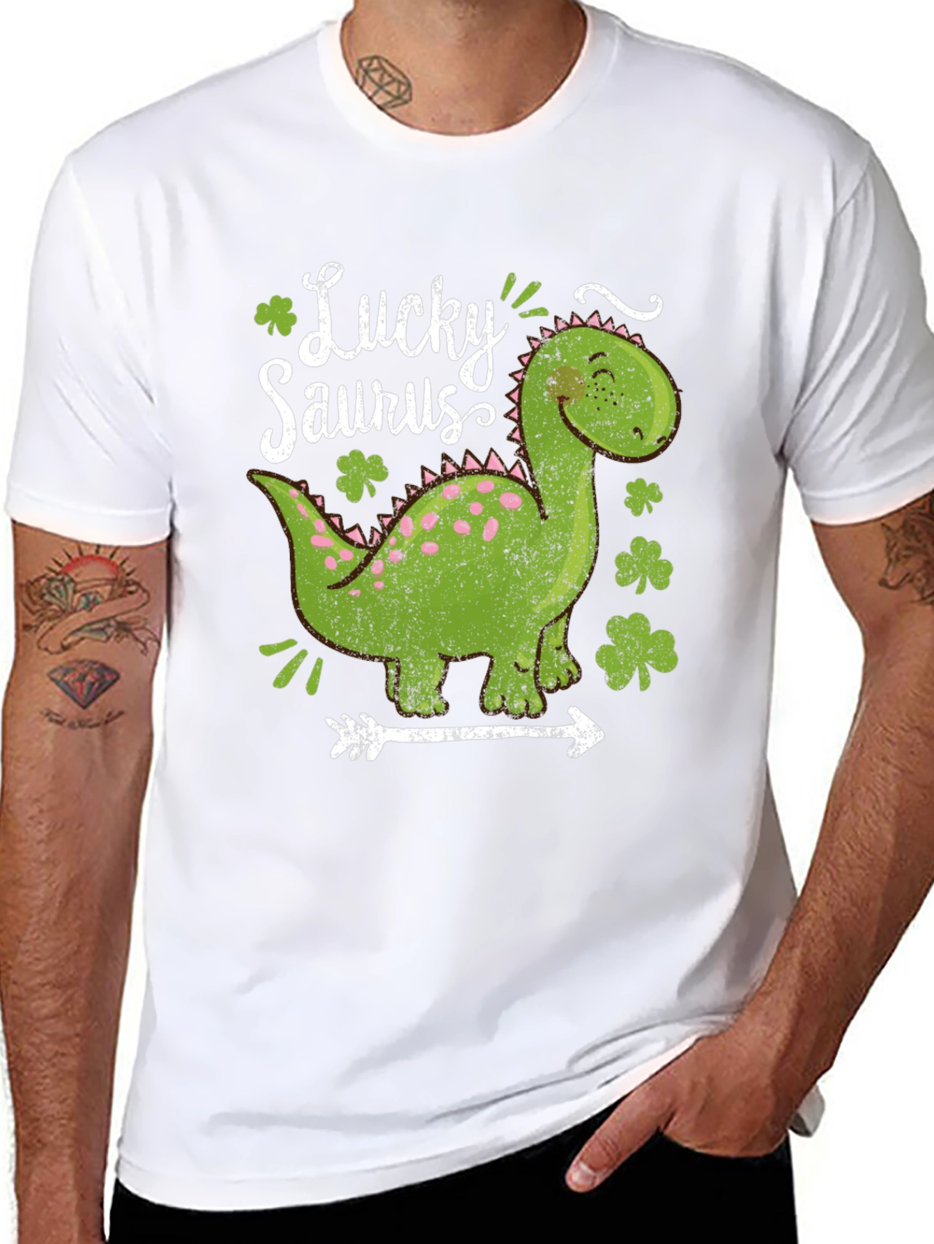 Lucky Saurus T-Shirt - St. Patricks Day Dinosaur Tee