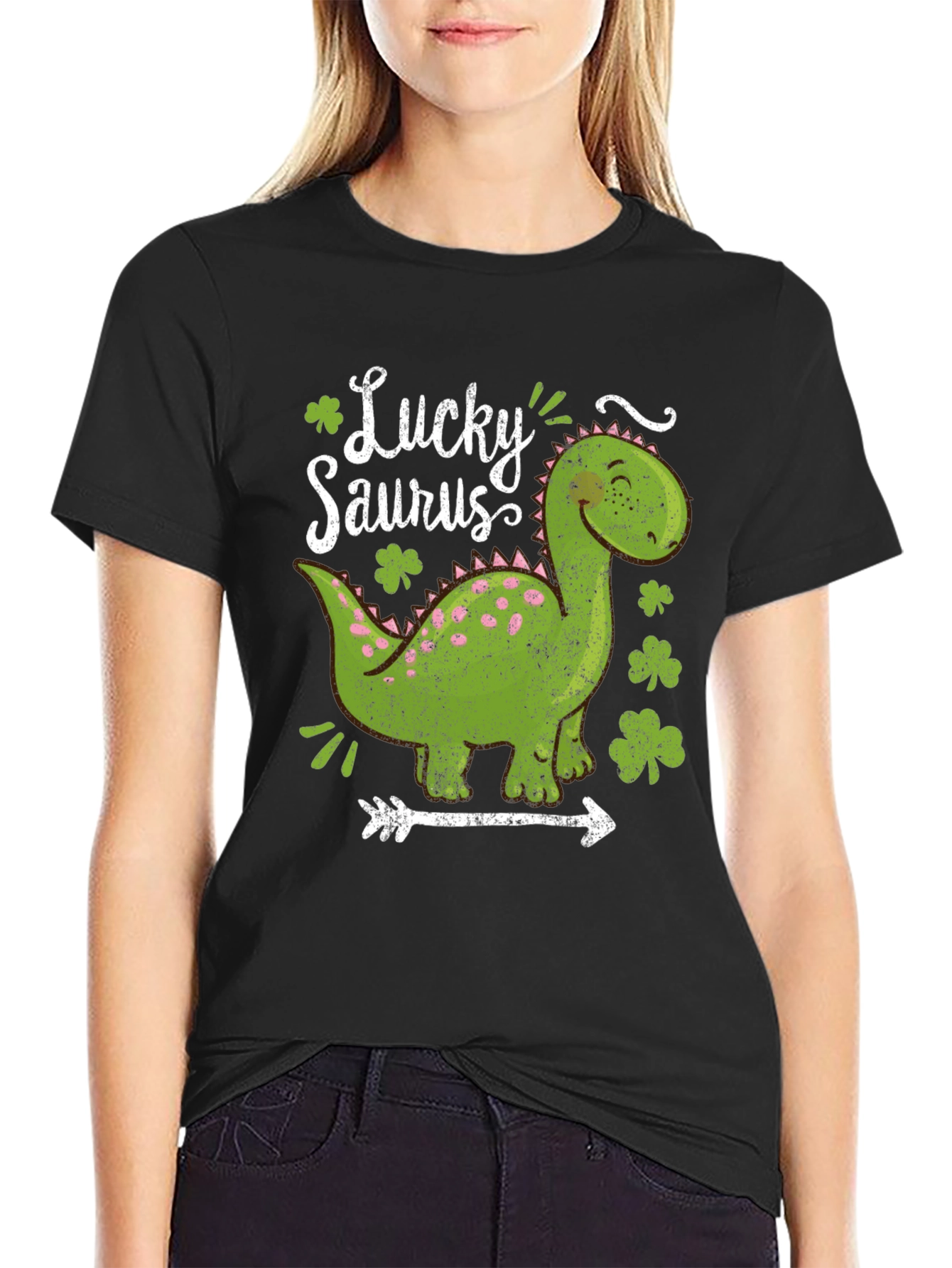 Lucky Saurus T-Shirt - St. Patricks Day Dinosaur Tee
