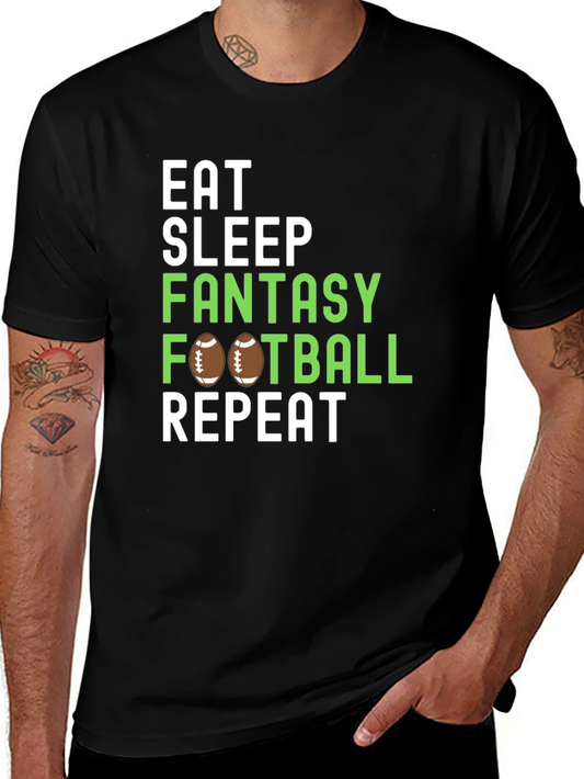 Eat Sleep Fantasy Football Repeat Graphic Tee