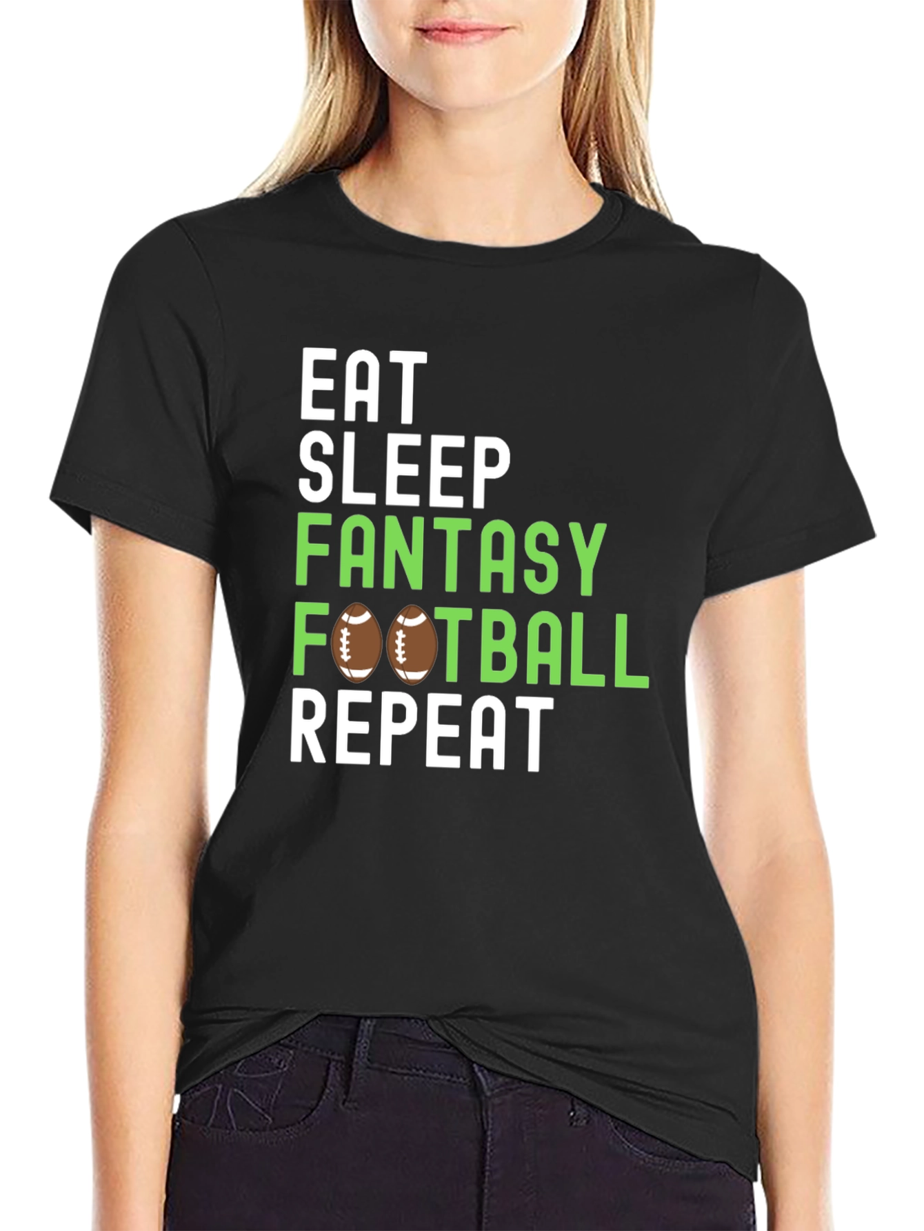 Eat Sleep Fantasy Football Repeat Graphic Tee