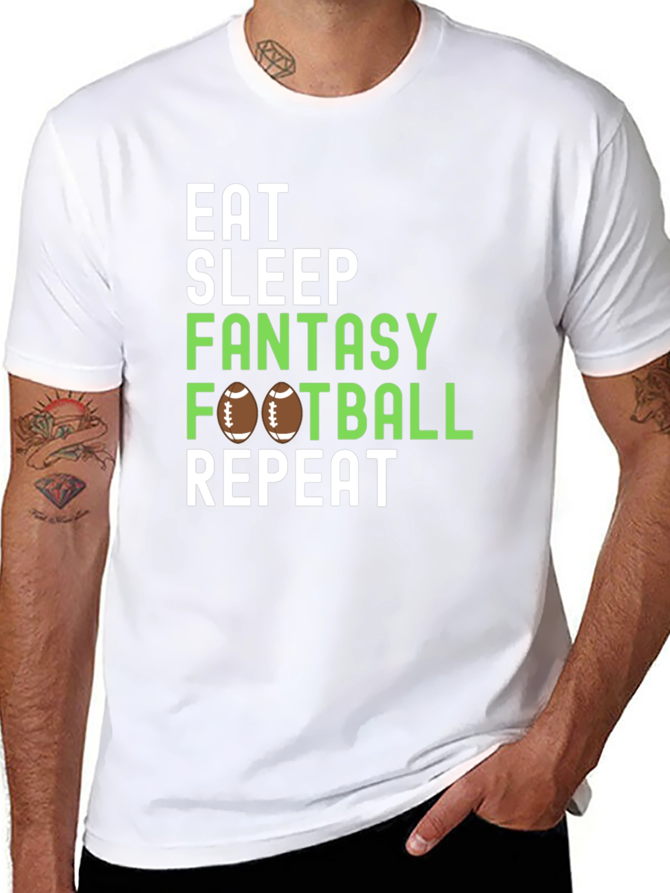 Eat Sleep Fantasy Football Repeat Graphic Tee
