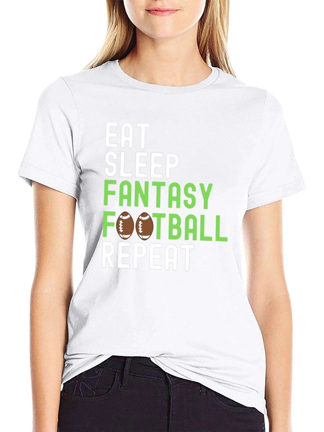 Eat Sleep Fantasy Football Repeat Graphic Tee