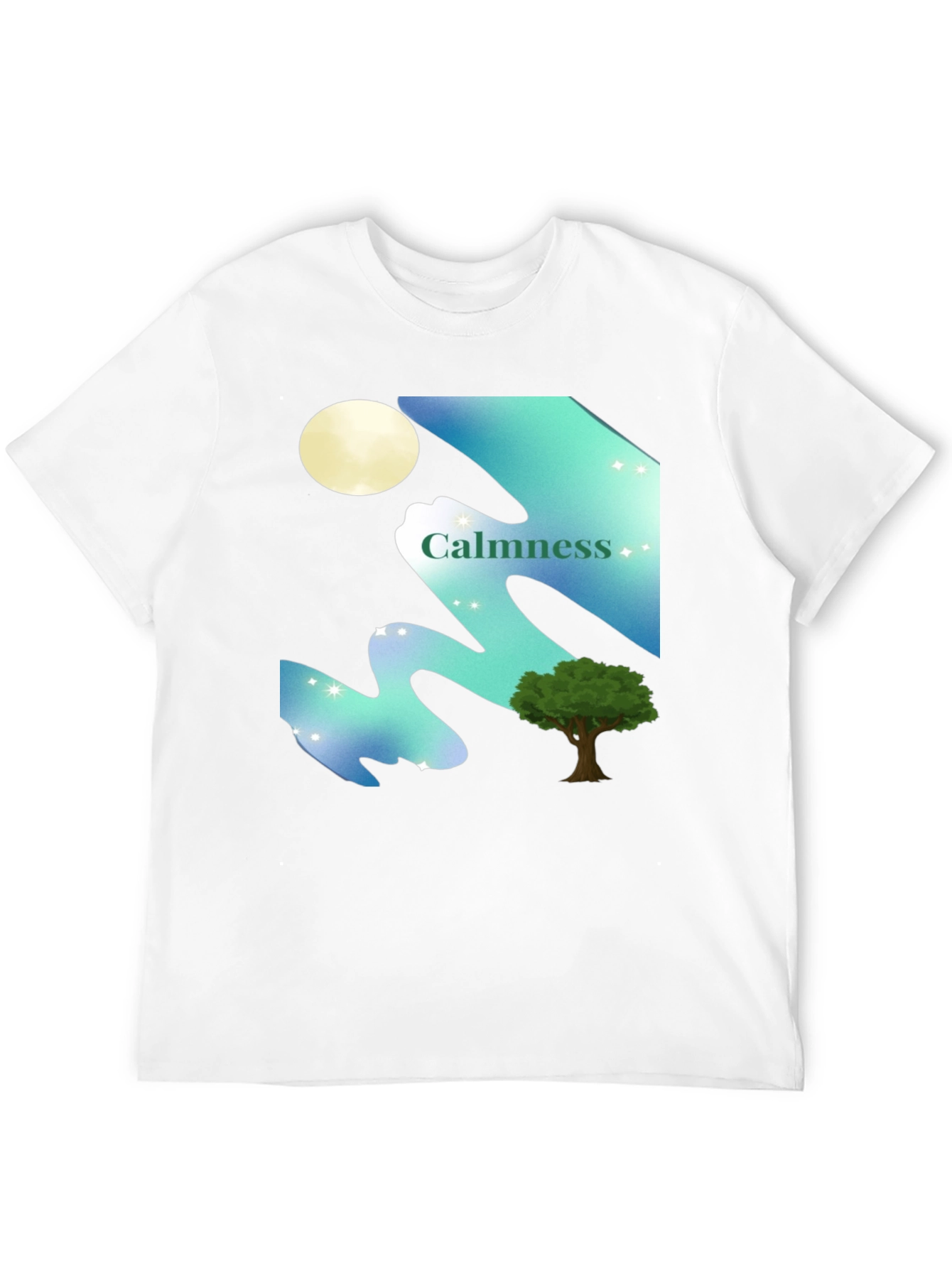 Calmness Night Scene Graphic T-Shirt - Black