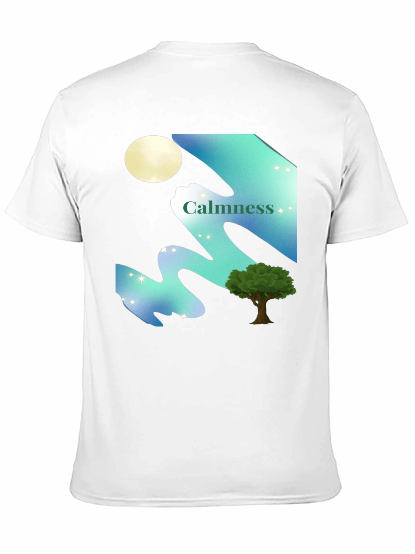 Calmness Night Scene Graphic T-Shirt - Black