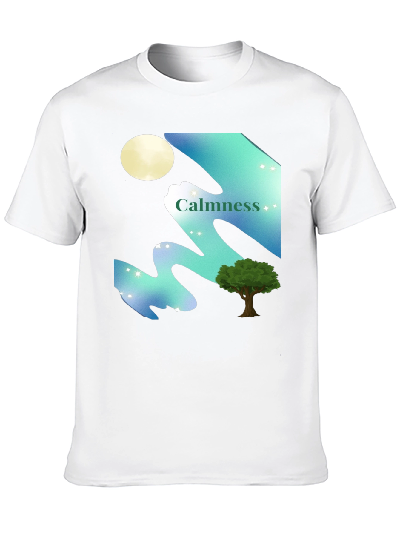 Calmness Night Scene Graphic T-Shirt - Black