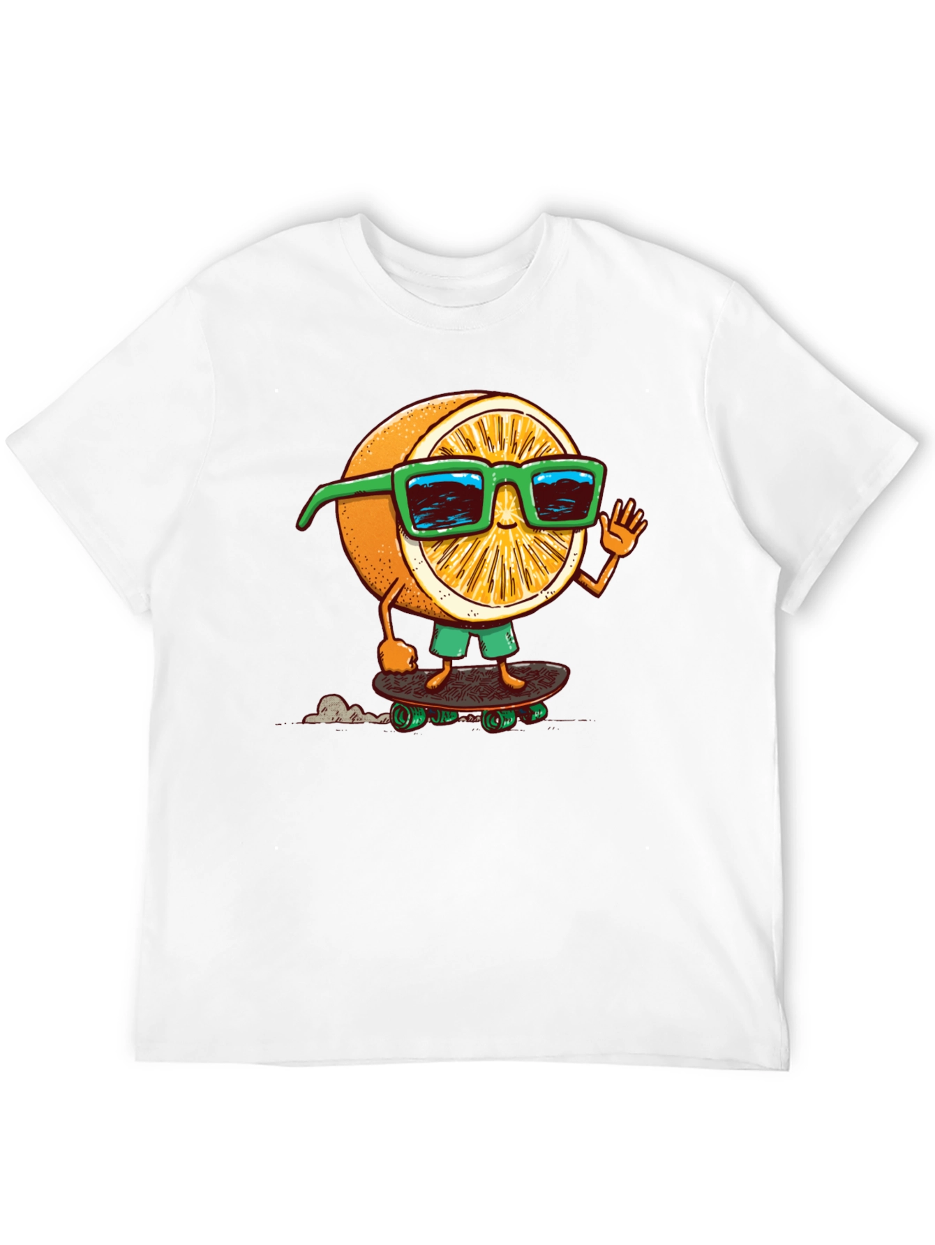 Cool Orange Skateboarder Graphic Tee - Black