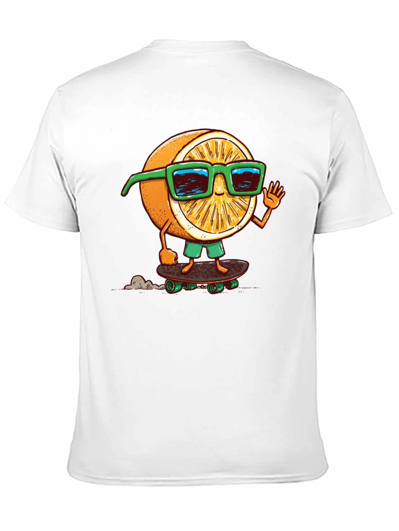Cool Orange Skateboarder Graphic Tee - Black