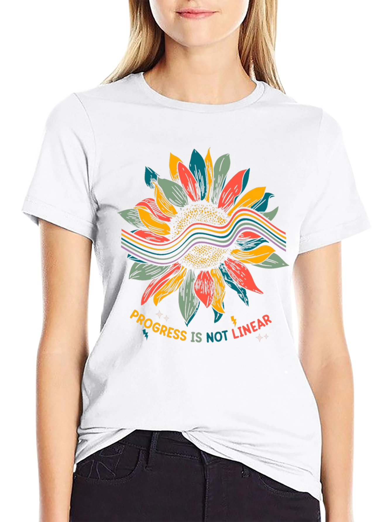 Progress Not Linear Sunflower Graphic Tee