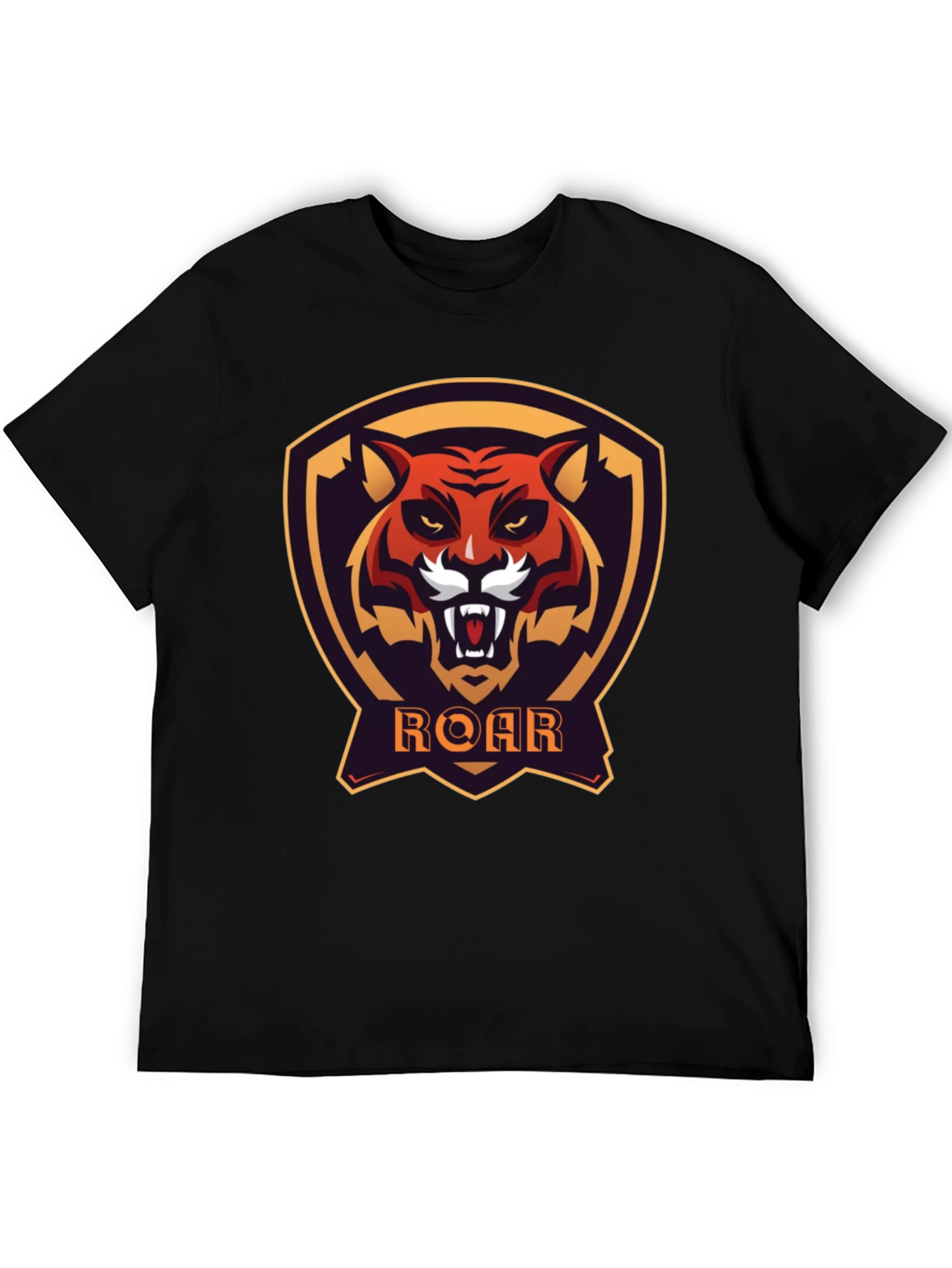 Roar Tiger Graphic Tee - Black Cotton T-Shirt