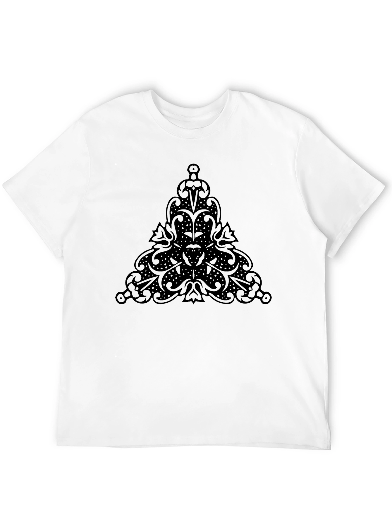 Mens Black T-Shirt with Ornamental Triangle Design