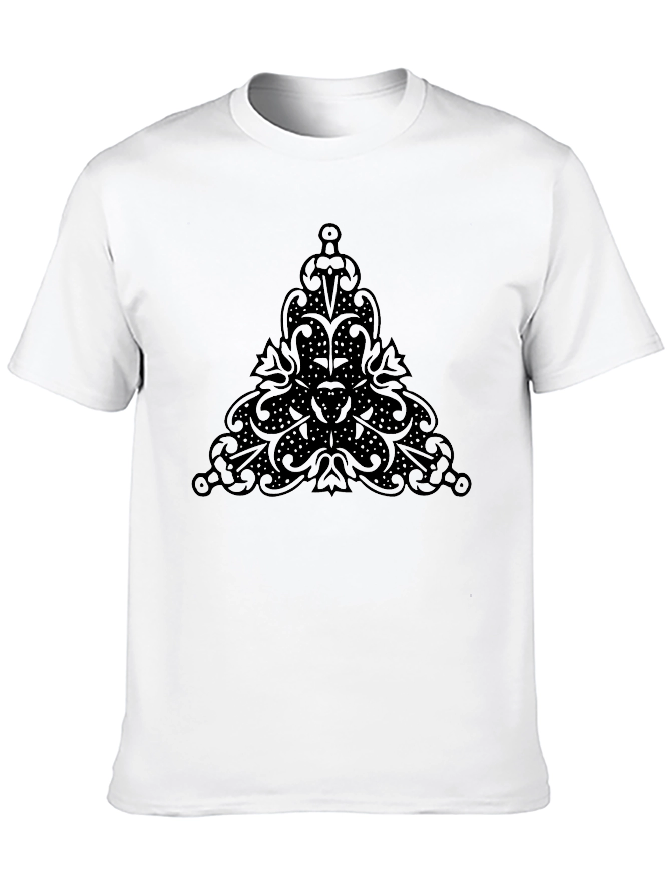 Mens Black T-Shirt with Ornamental Triangle Design