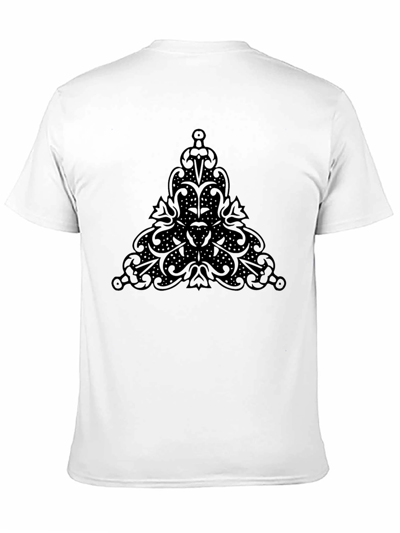 Mens Black T-Shirt with Ornamental Triangle Design