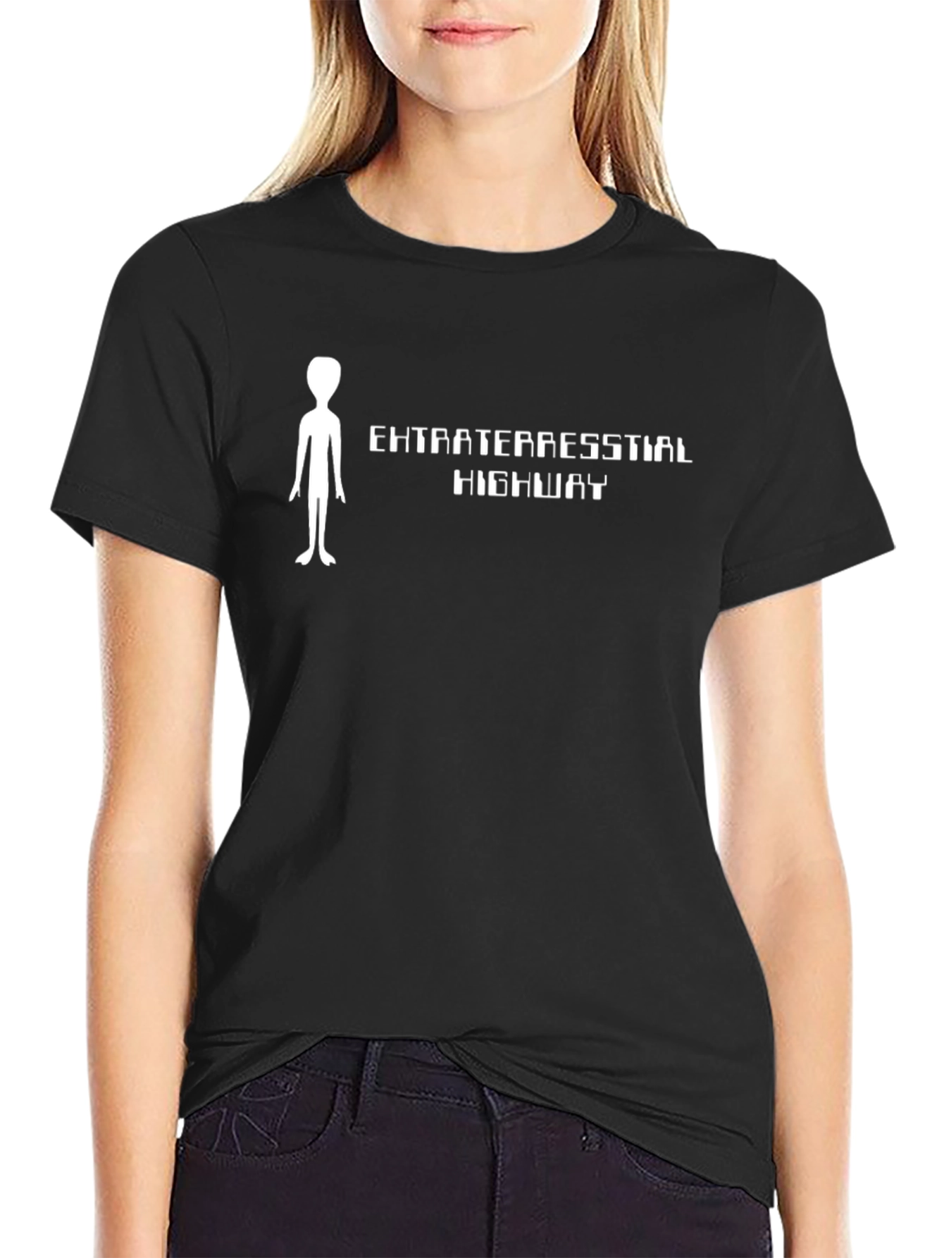 Extraterrestrial Highway T-Shirt - Black Alien Tee