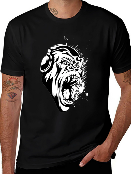 Black Gorilla Graphic Tee with Headphones