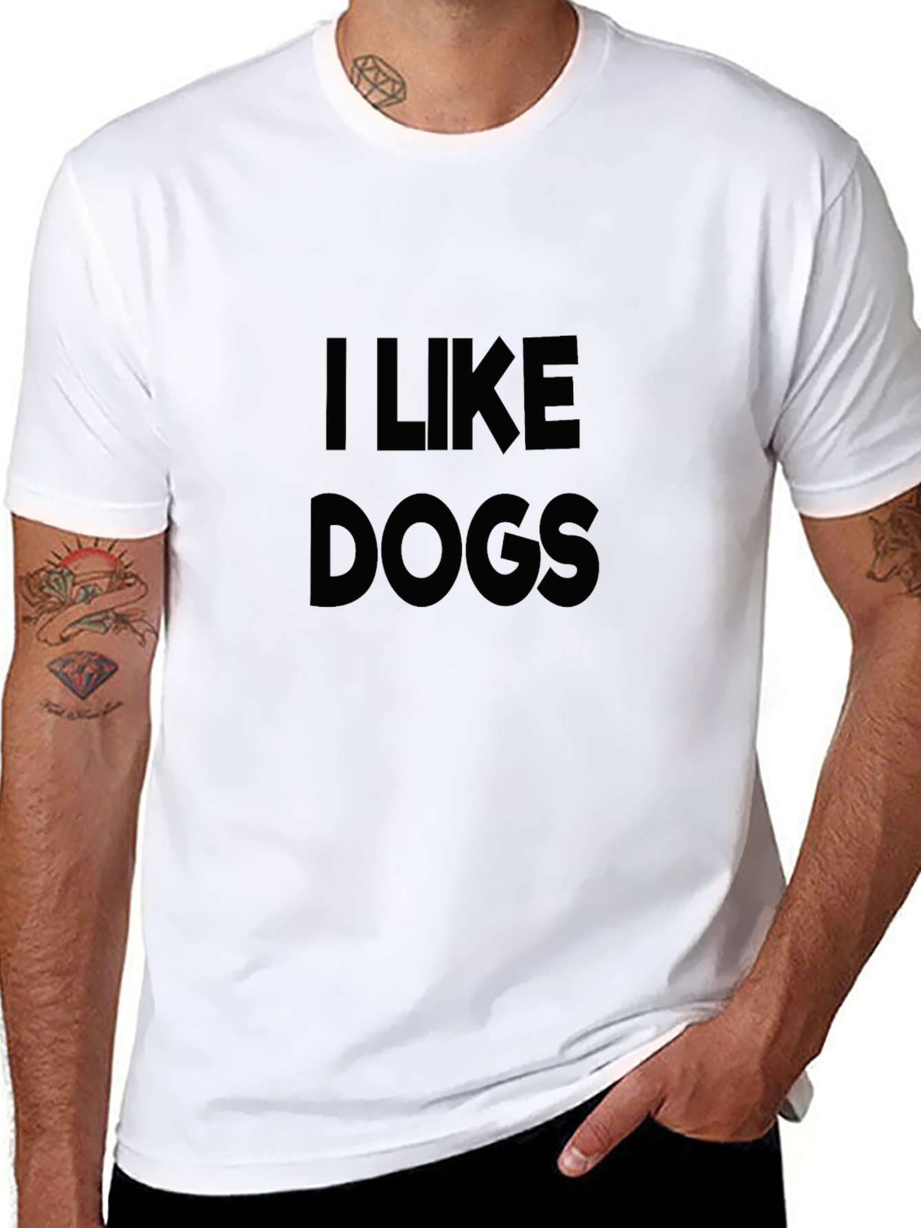 I Like Dogs T-Shirt - Black Cotton Graphic Tee