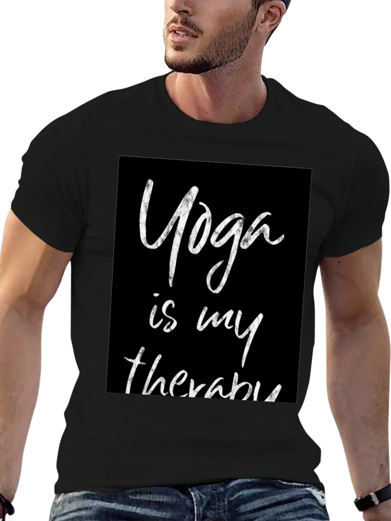 Yoga is My Therapy Black T-Shirt