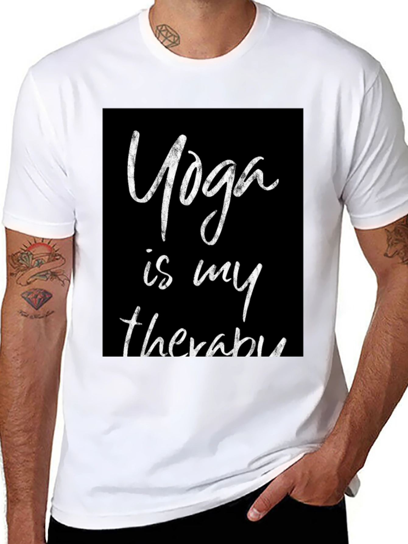Yoga is My Therapy Black T-Shirt