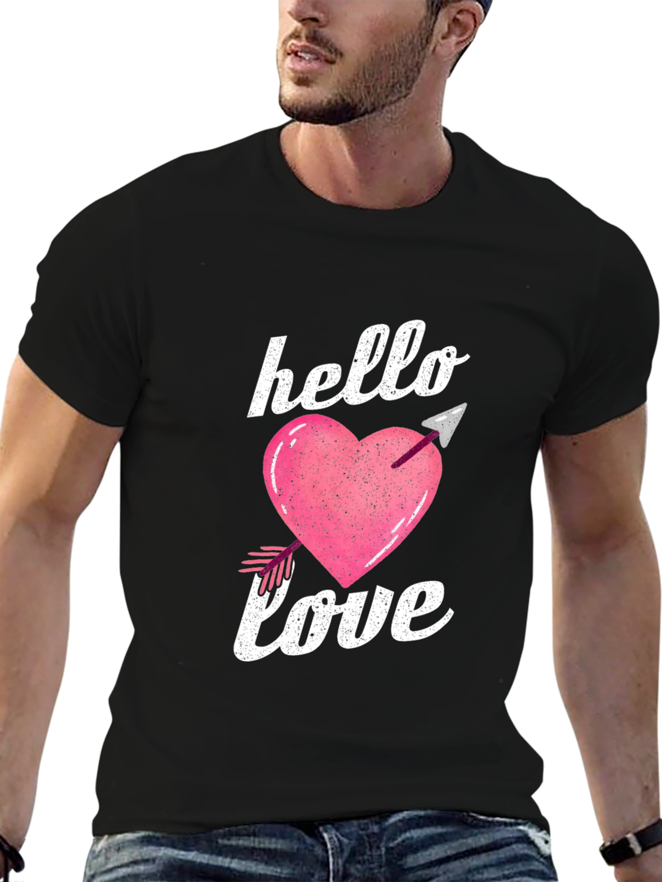 Hello Love Valentines Day Graphic T-Shirt