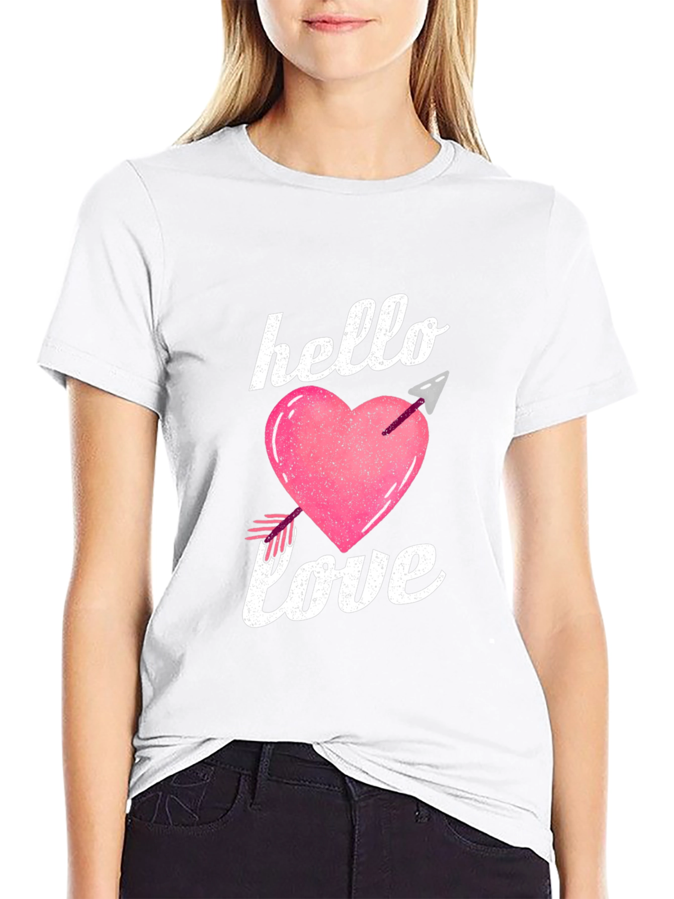 Hello Love Valentines Day Graphic T-Shirt