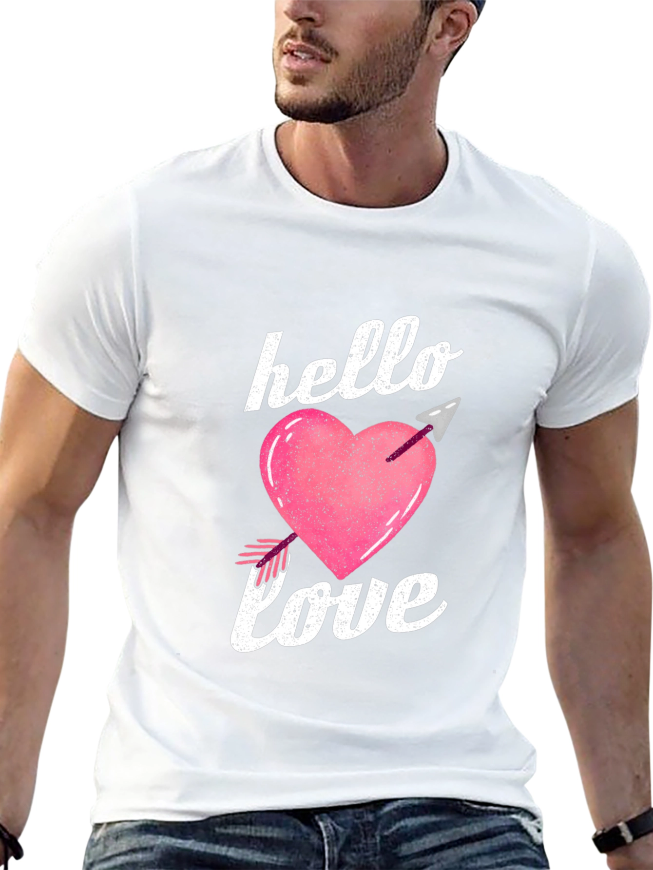 Hello Love Valentines Day Graphic T-Shirt