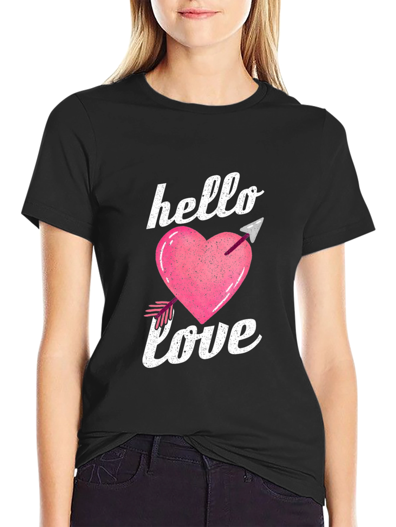 Hello Love Valentines Day Graphic T-Shirt