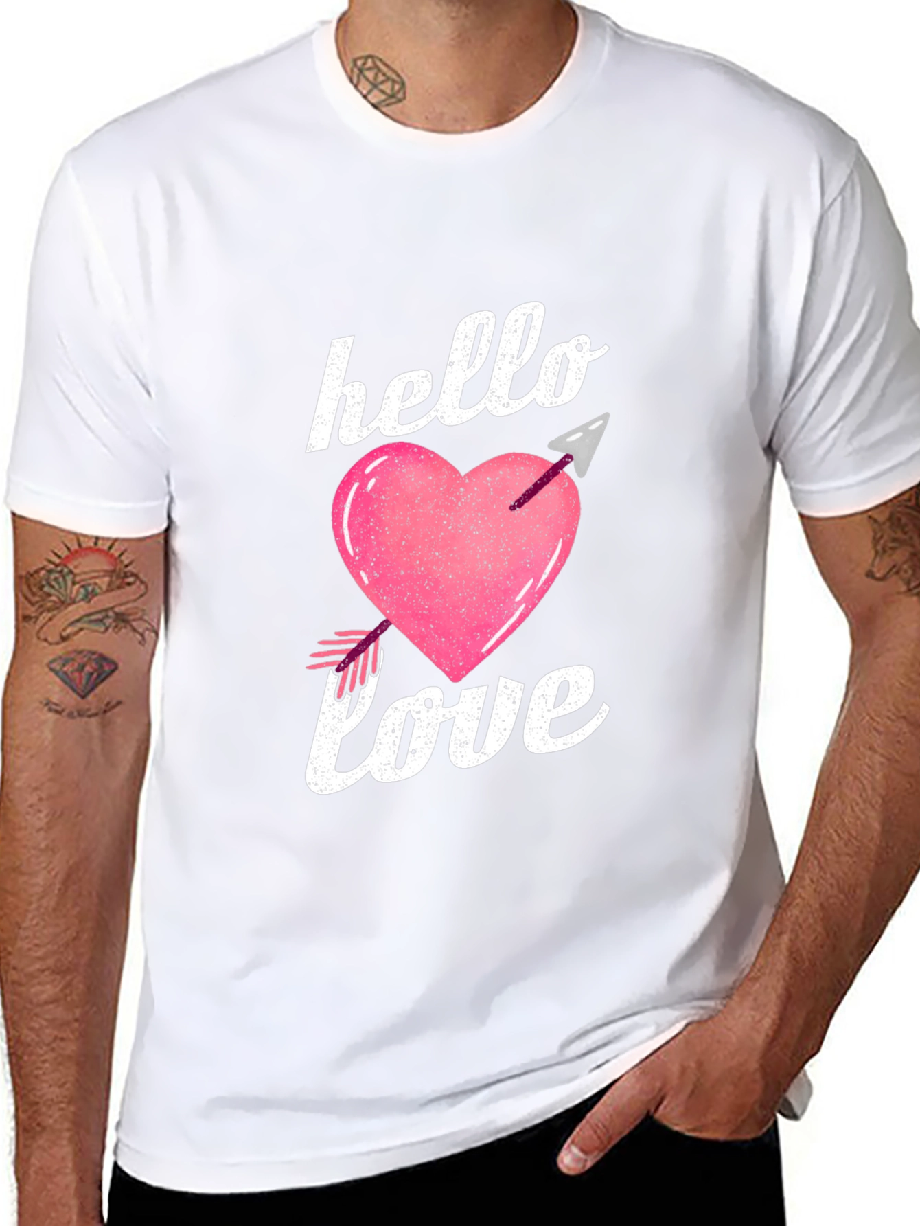 Hello Love Valentines Day Graphic T-Shirt