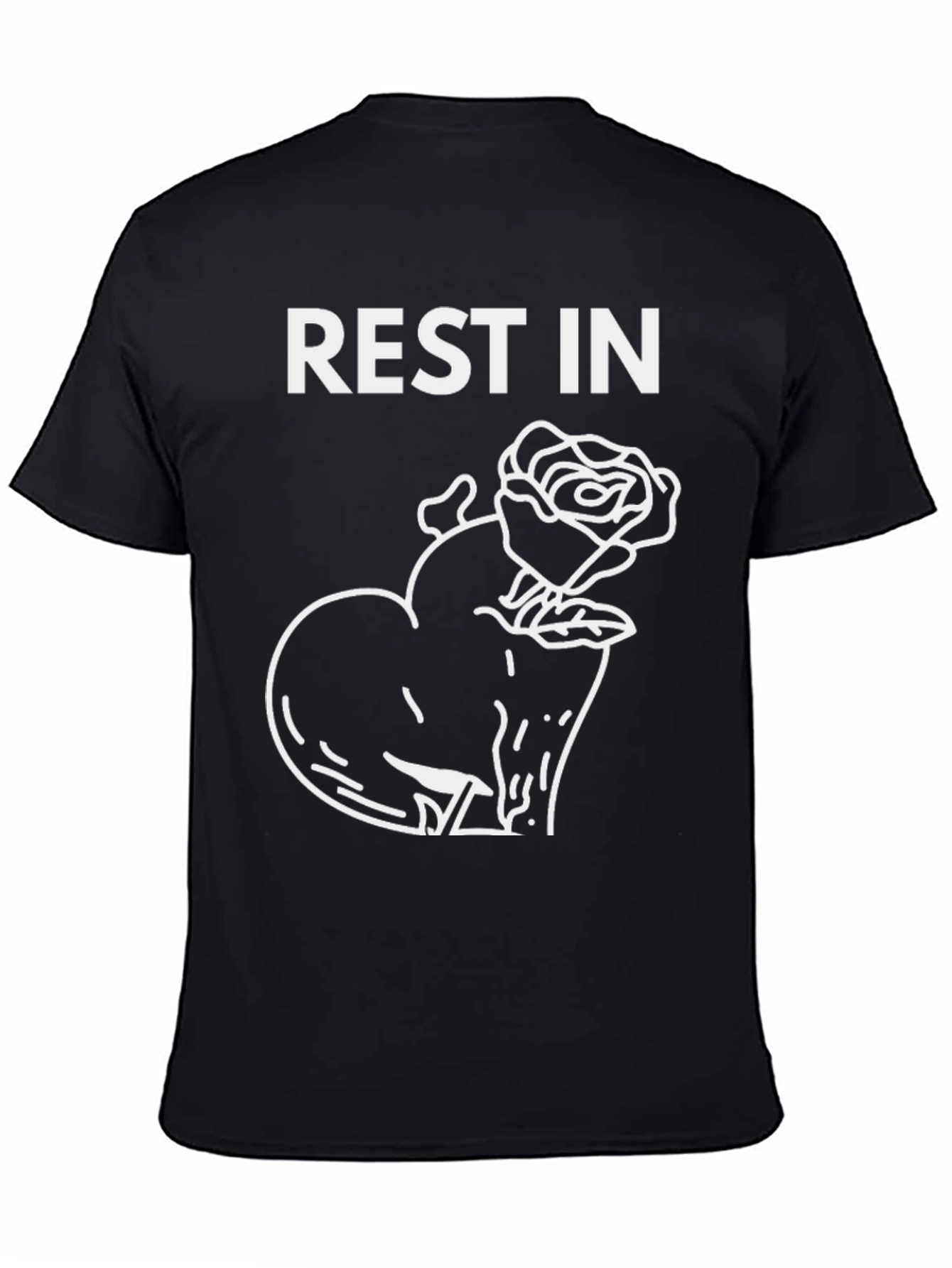 Rest in Peace Heart Rose Black T-Shirt