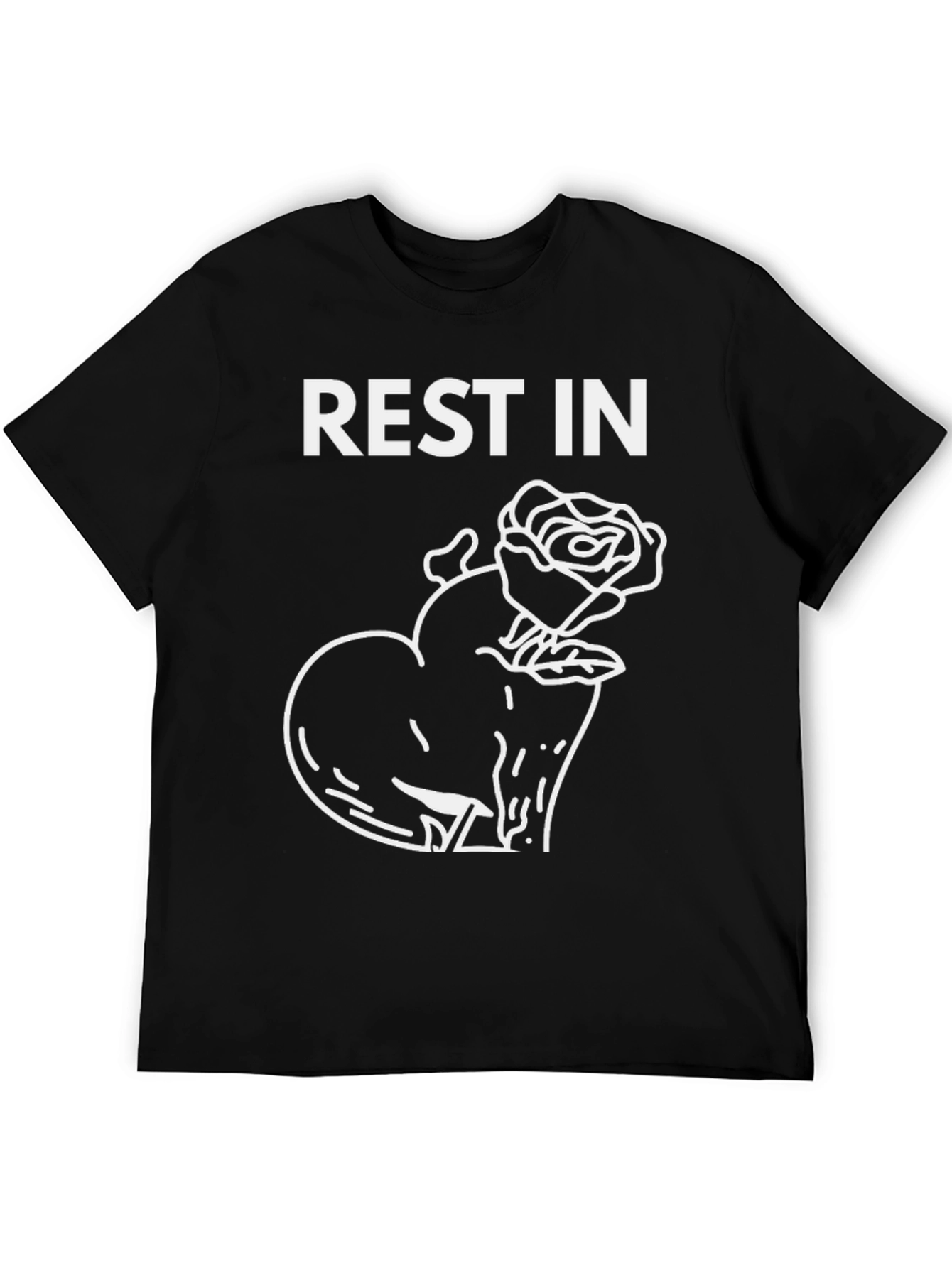 Rest in Peace Heart Rose Black T-Shirt